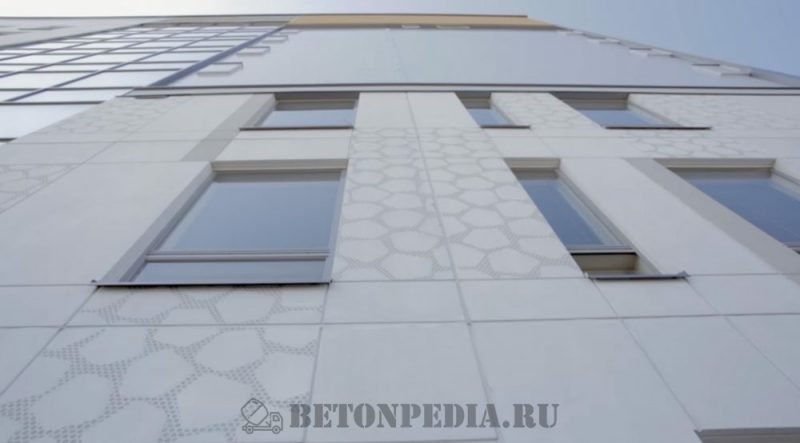 Облицовка здания из графического бетона