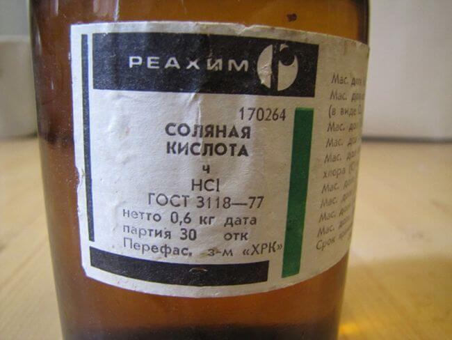 Соляная кислота для очистки плитки