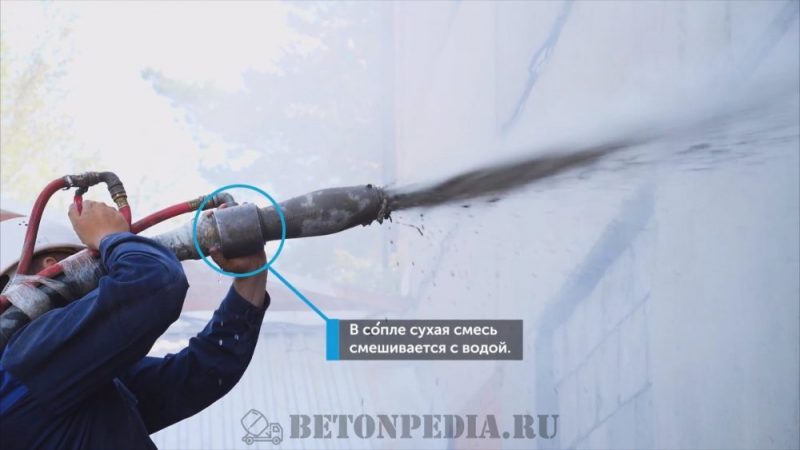 Нанесение торкрет-бетона