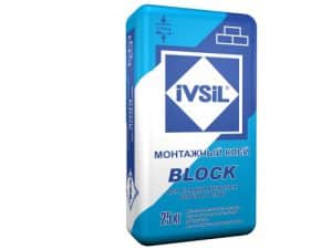 Виды клея для пеноблоков Ivsil Block универсальный вид материала